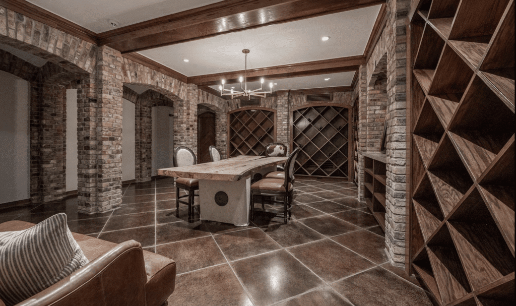 The expansive wine cellar at 1069 Kirby Drive
